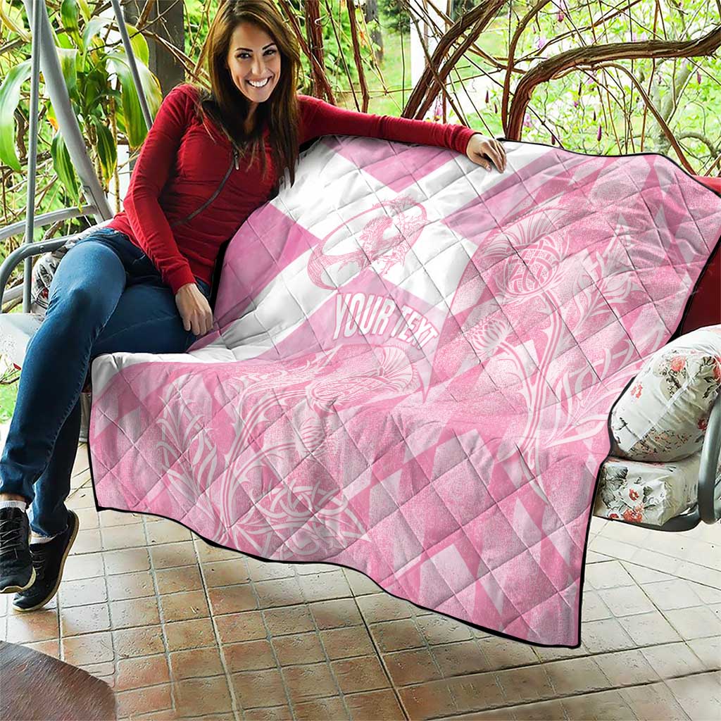 Scotland Rugby Custom Quilt Go Scottish Thistle Pink Version - Wonder Print Shop