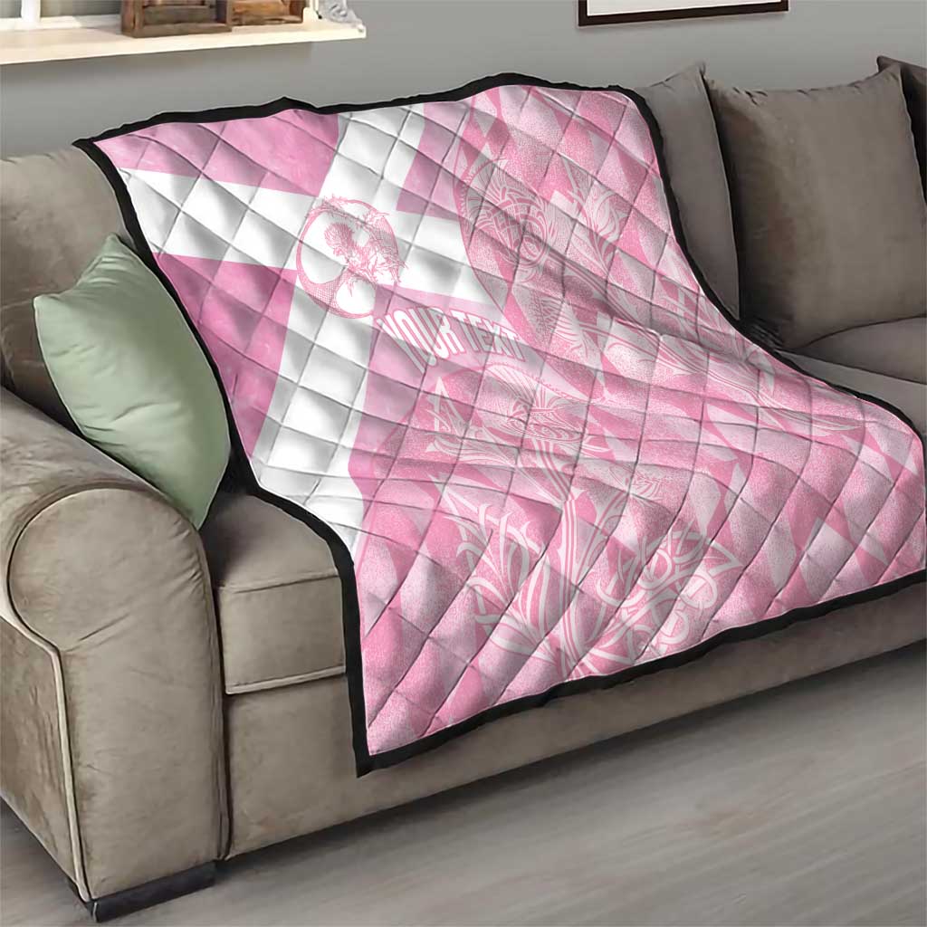Scotland Rugby Custom Quilt Go Scottish Thistle Pink Version - Wonder Print Shop