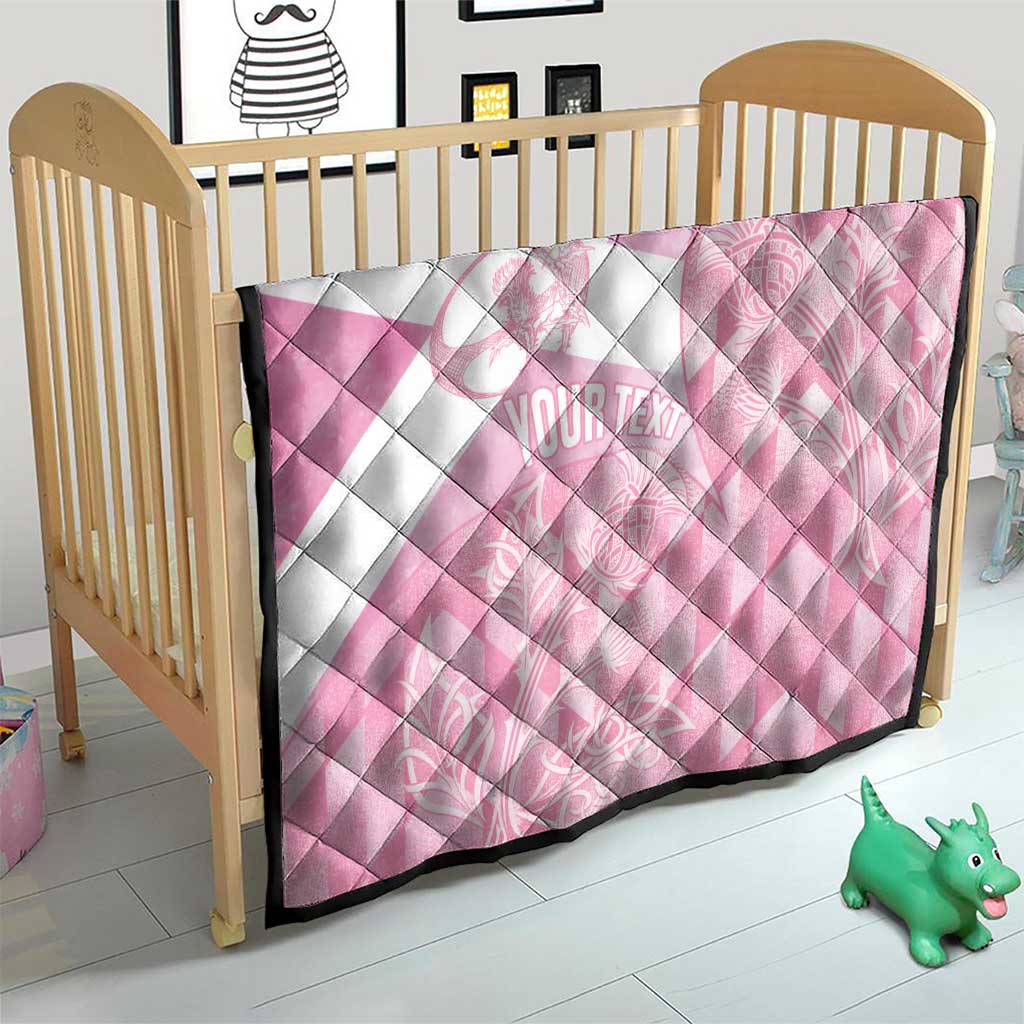 Scotland Rugby Custom Quilt Go Scottish Thistle Pink Version - Wonder Print Shop
