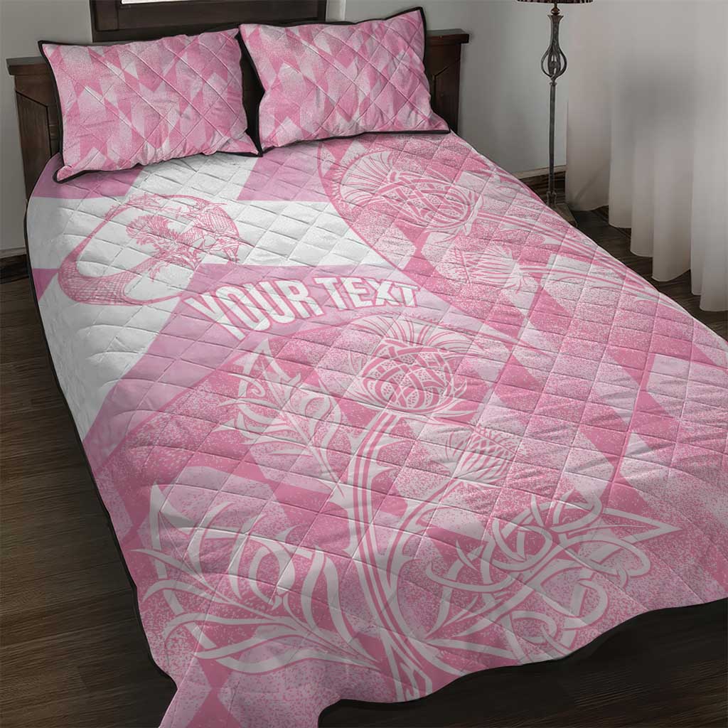Scotland Rugby Custom Quilt Bed Set Go Scottish Thistle Pink Version - Wonder Print Shop