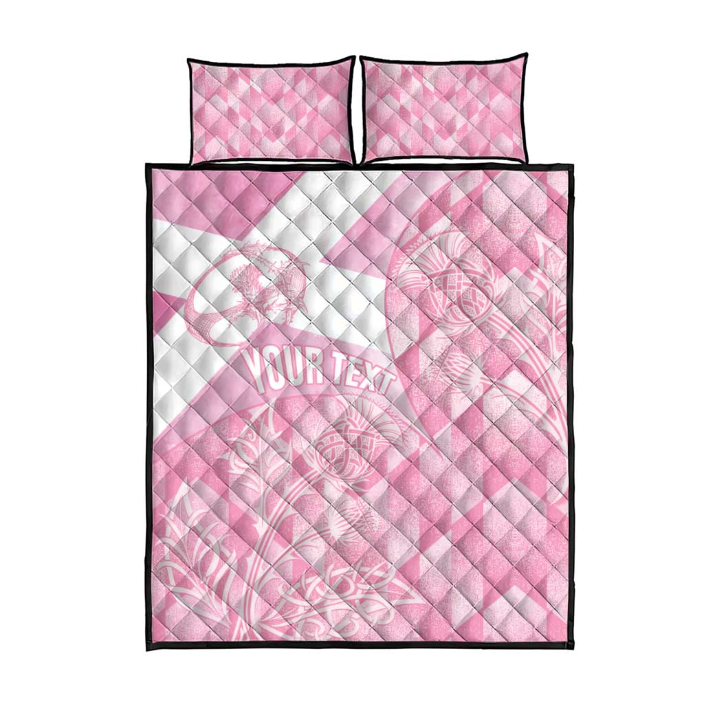 Scotland Rugby Custom Quilt Bed Set Go Scottish Thistle Pink Version - Wonder Print Shop