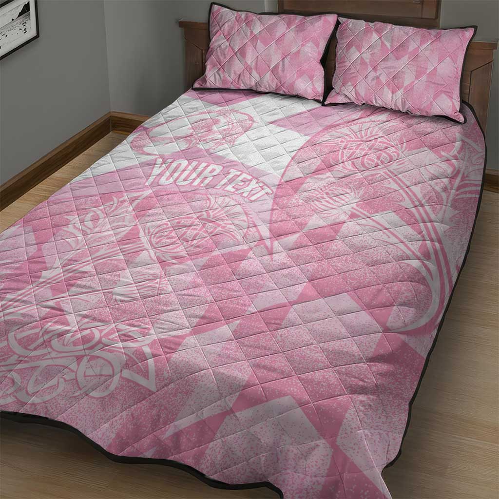 Scotland Rugby Custom Quilt Bed Set Go Scottish Thistle Pink Version - Wonder Print Shop