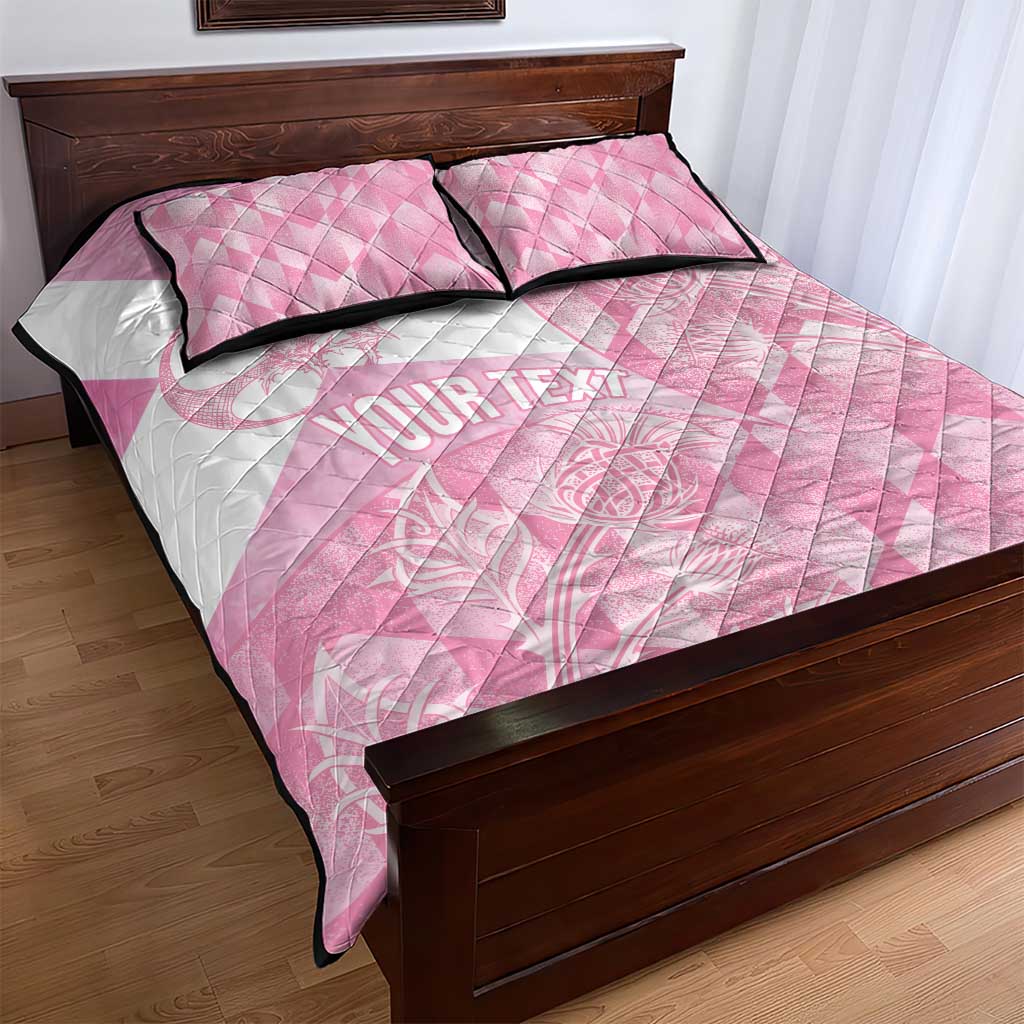 Scotland Rugby Custom Quilt Bed Set Go Scottish Thistle Pink Version - Wonder Print Shop