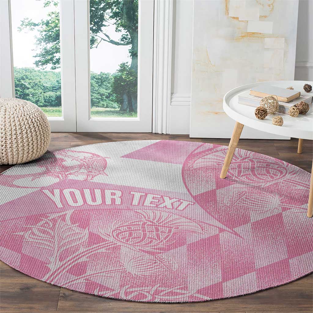 Scotland Rugby Custom Round Carpet Go Scottish Thistle Pink Version - Wonder Print Shop