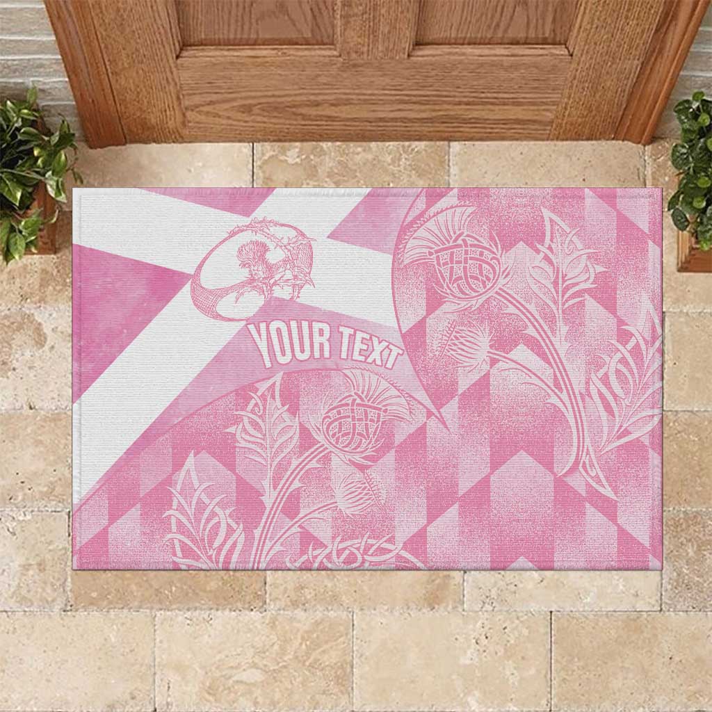 Scotland Rugby Custom Rubber Doormat Go Scottish Thistle Pink Version - Wonder Print Shop
