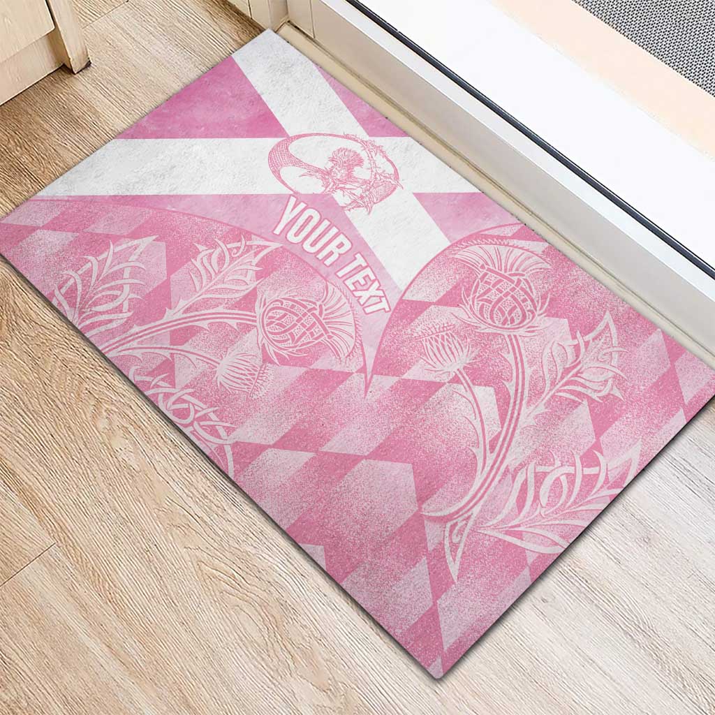 Scotland Rugby Custom Rubber Doormat Go Scottish Thistle Pink Version - Wonder Print Shop