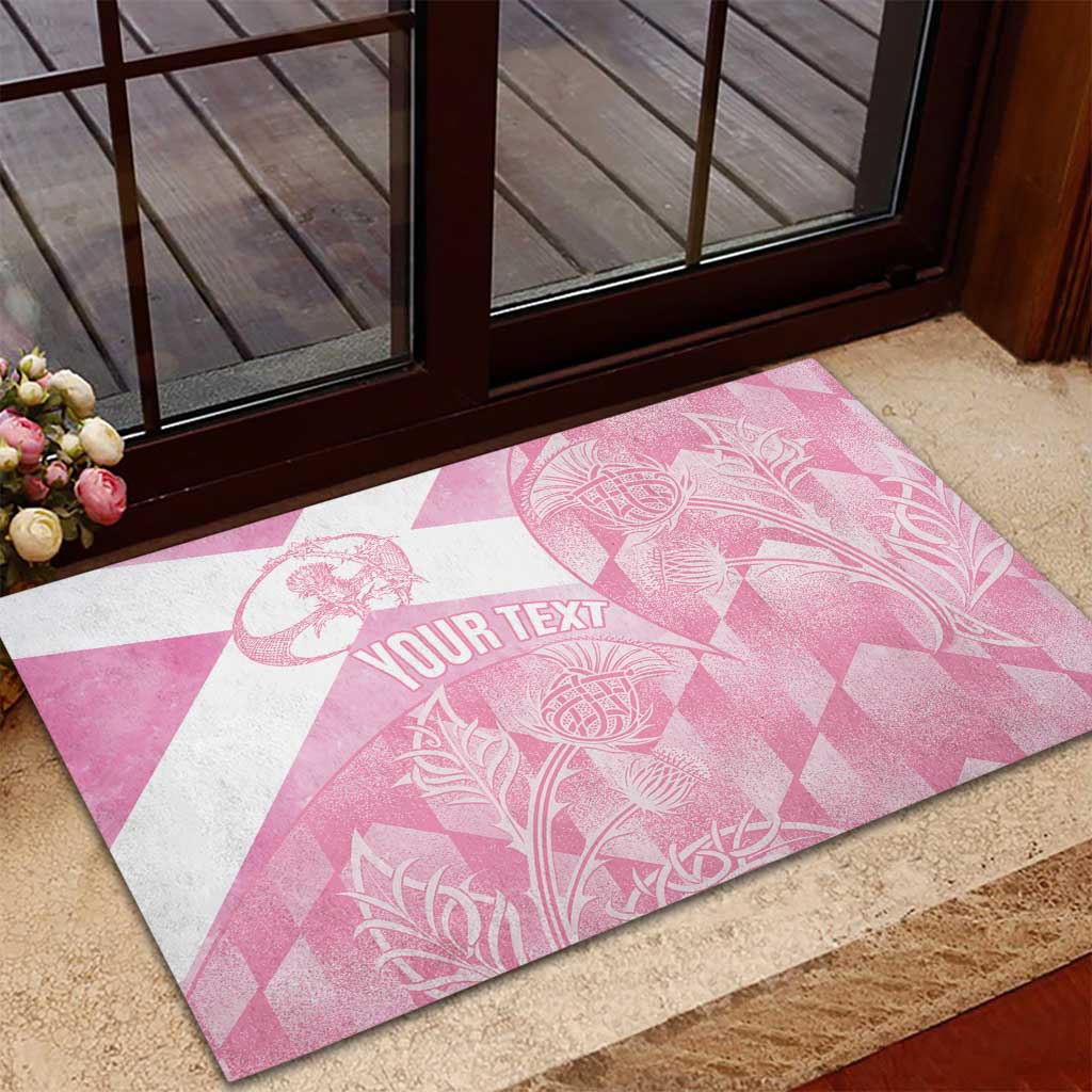 Scotland Rugby Custom Rubber Doormat Go Scottish Thistle Pink Version - Wonder Print Shop