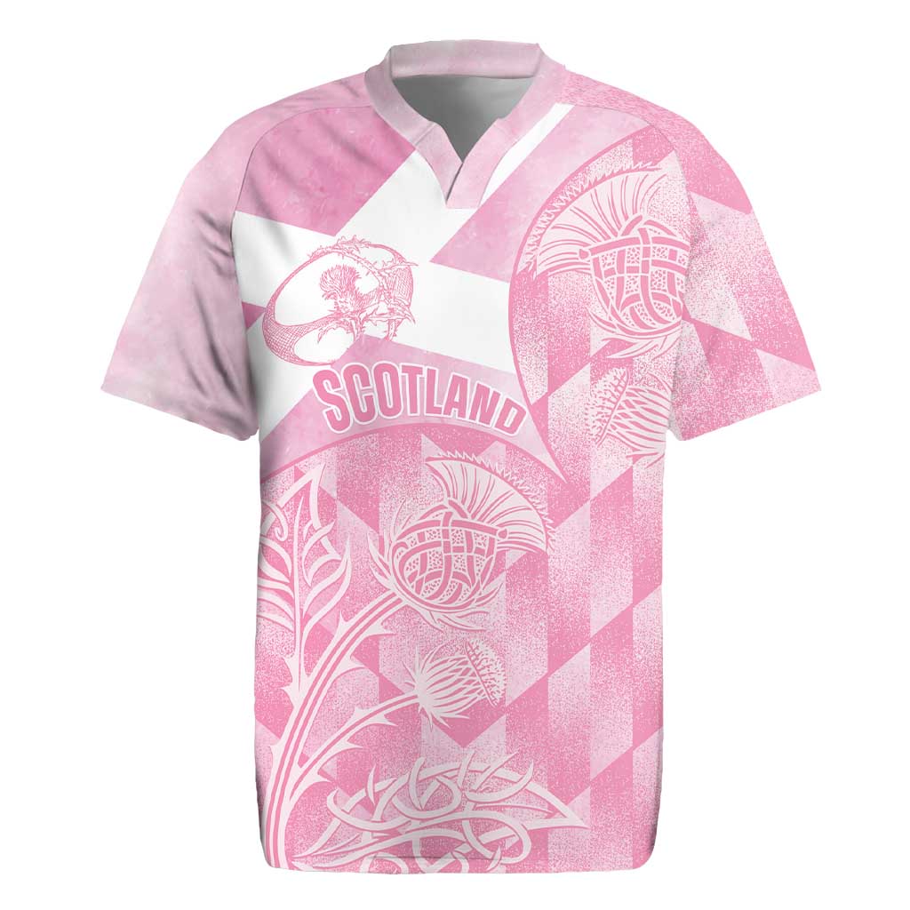 Scotland Rugby Custom Rugby Jersey Go Scottish Thistle Pink Version - Wonder Print Shop