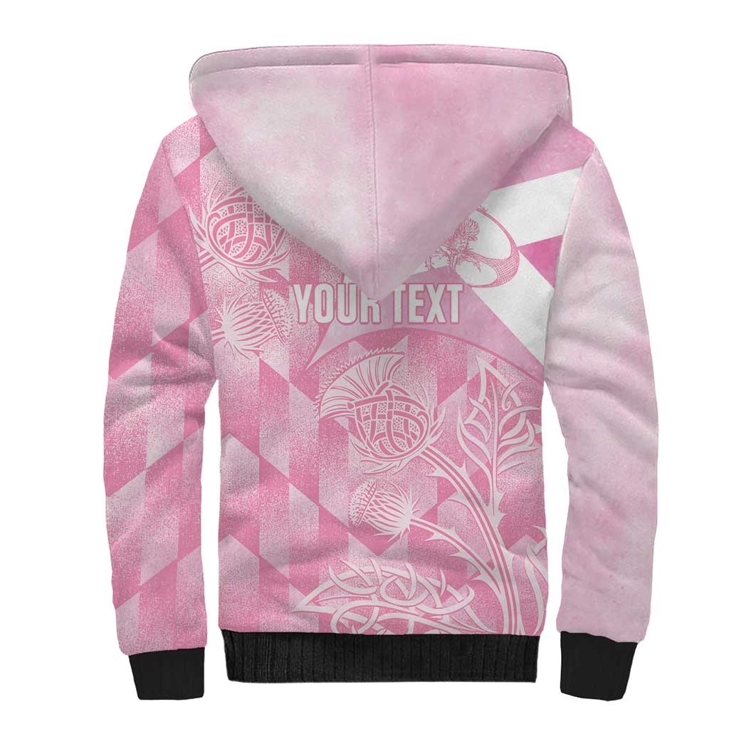 Scotland Rugby Custom Sherpa Hoodie Go Scottish Thistle Pink Version - Wonder Print Shop