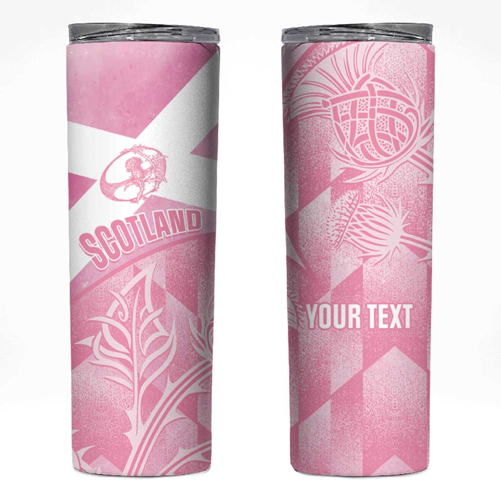 Scotland Rugby Custom Skinny Tumbler Go Scottish Thistle Pink Version - Wonder Print Shop