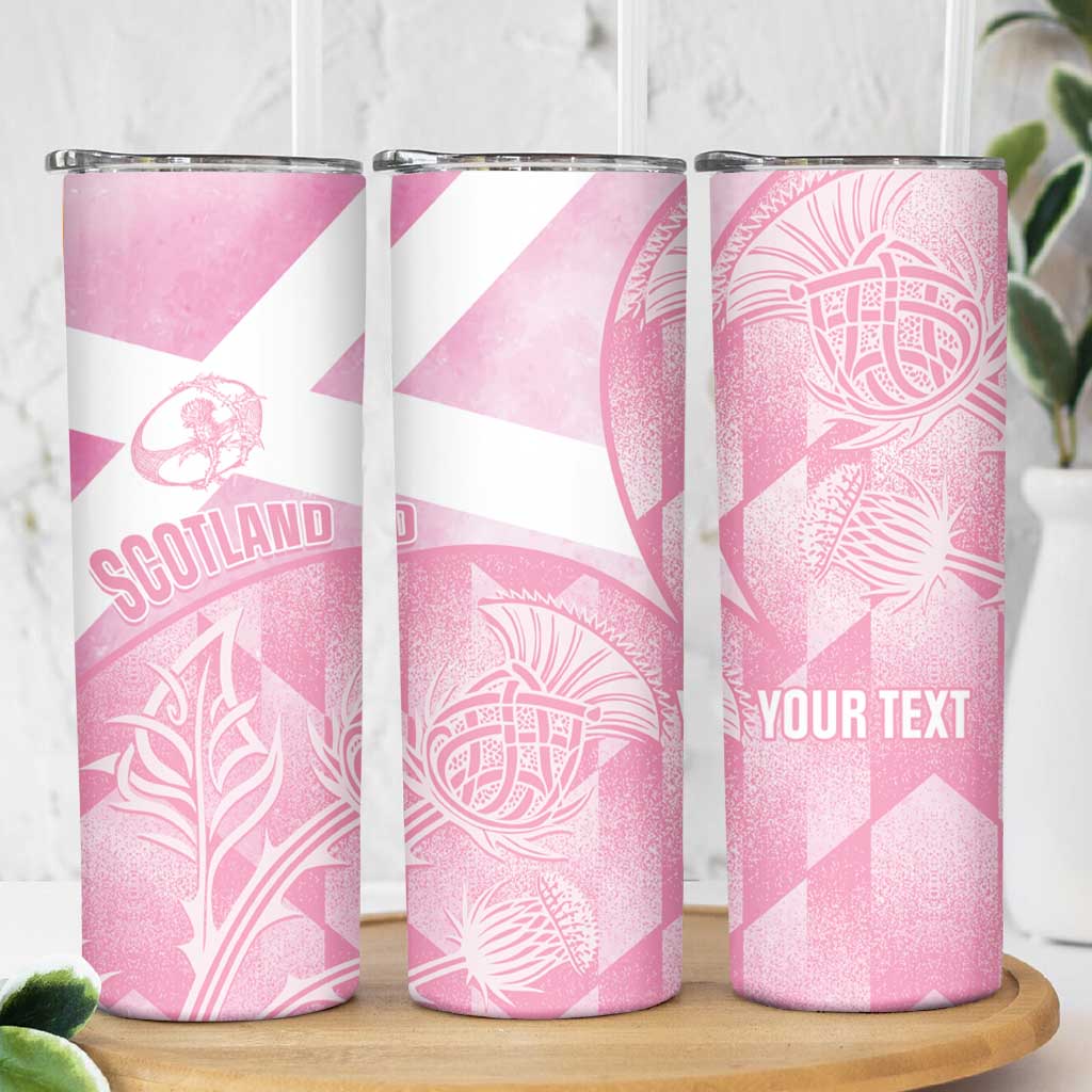 Scotland Rugby Custom Skinny Tumbler Go Scottish Thistle Pink Version - Wonder Print Shop