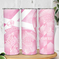 Scotland Rugby Custom Skinny Tumbler Go Scottish Thistle Pink Version - Wonder Print Shop