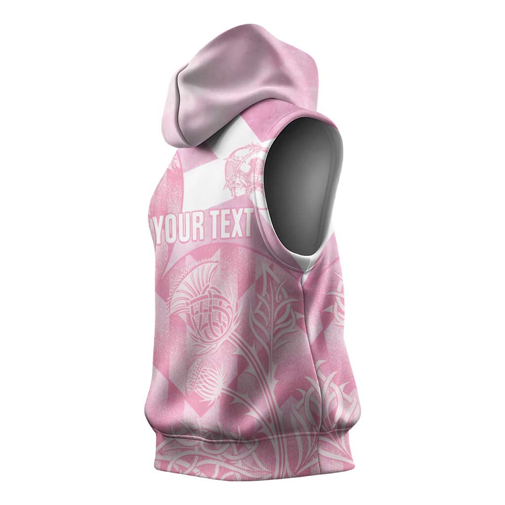 Scotland Rugby Custom Sleeveless Hoodie Go Scottish Thistle Pink Version - Wonder Print Shop
