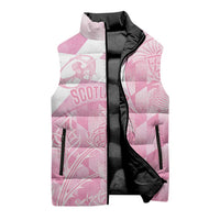 Scotland Rugby Custom Sleeveless Puffer Jacket Go Scottish Thistle Pink Version - Wonder Print Shop