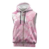 Scotland Rugby Custom Sleeveless Zip Hoodie Go Scottish Thistle Pink Version - Wonder Print Shop
