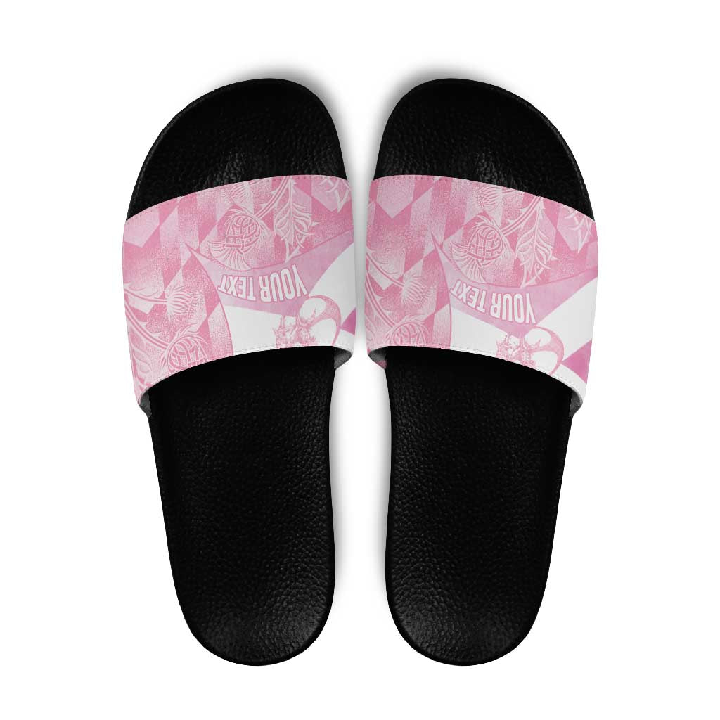 Scotland Rugby Custom Slide Sandals Go Scottish Thistle Pink Version - Wonder Print Shop