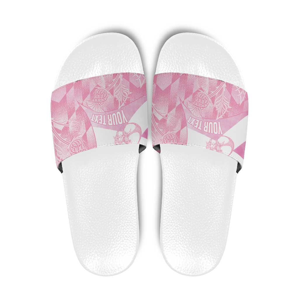 Scotland Rugby Custom Slide Sandals Go Scottish Thistle Pink Version - Wonder Print Shop