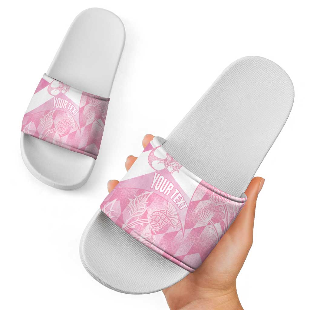 Scotland Rugby Custom Slide Sandals Go Scottish Thistle Pink Version - Wonder Print Shop