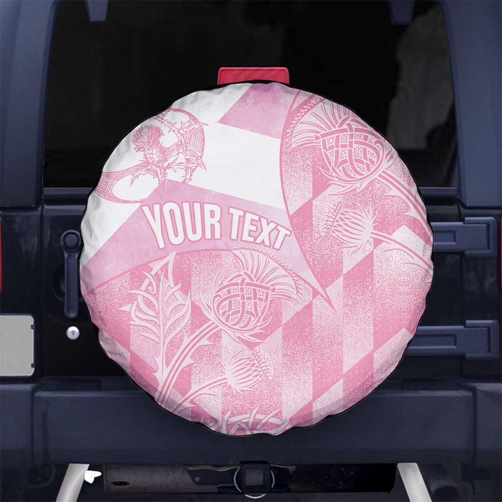 Scotland Rugby Custom Spare Tire Cover Go Scottish Thistle Pink Version - Wonder Print Shop