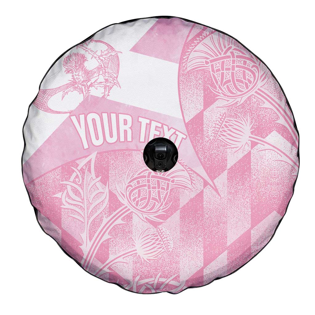 Scotland Rugby Custom Spare Tire Cover Go Scottish Thistle Pink Version - Wonder Print Shop