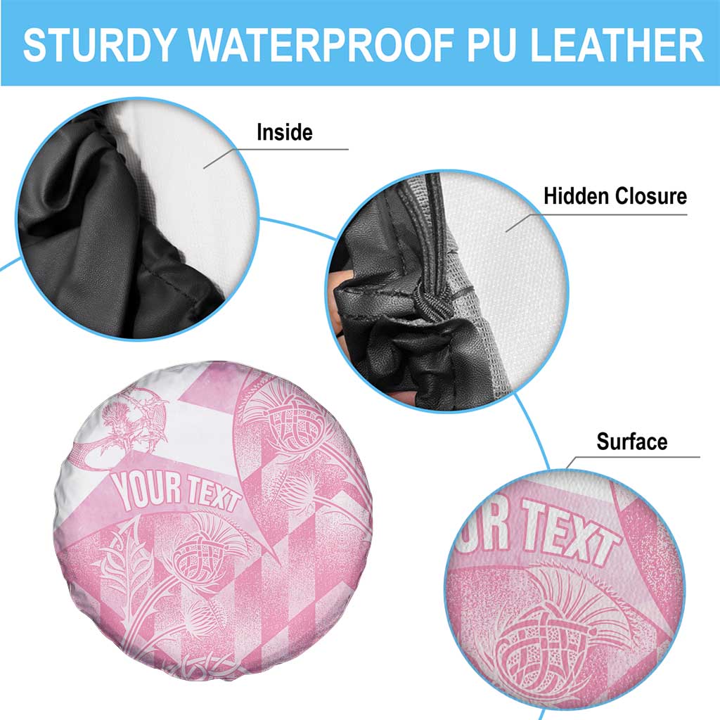 Scotland Rugby Custom Spare Tire Cover Go Scottish Thistle Pink Version - Wonder Print Shop