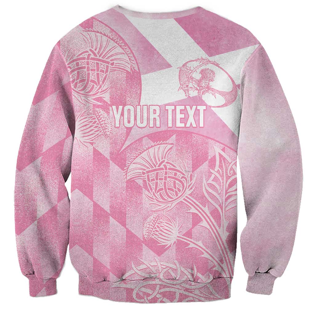 Scotland Rugby Custom Sweatshirt Go Scottish Thistle Pink Version - Wonder Print Shop