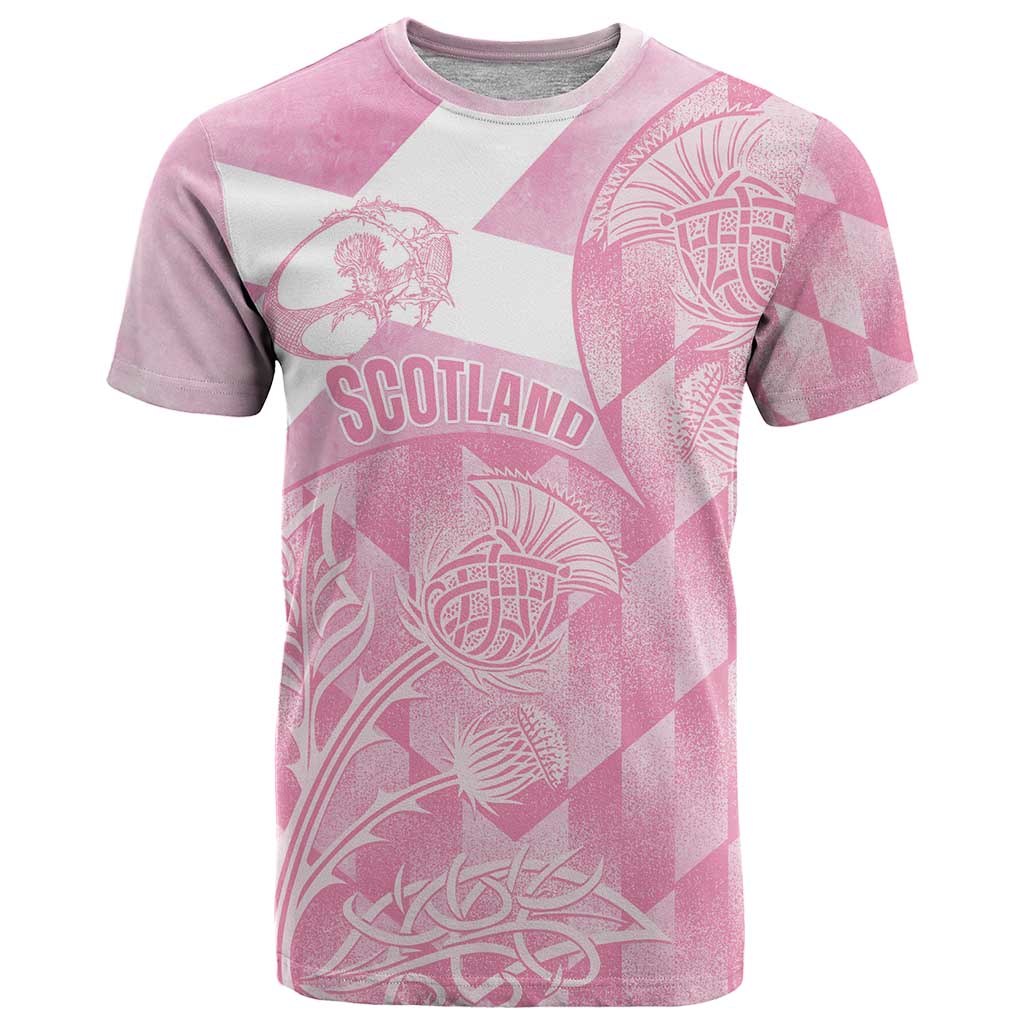 Scotland Rugby Custom T Shirt Go Scottish Thistle Pink Version - Wonder Print Shop