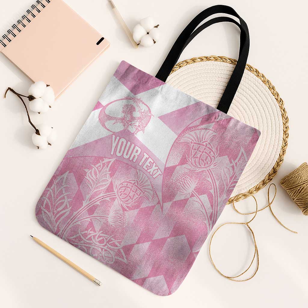 Scotland Rugby Custom Tote Bag Go Scottish Thistle Pink Version - Wonder Print Shop