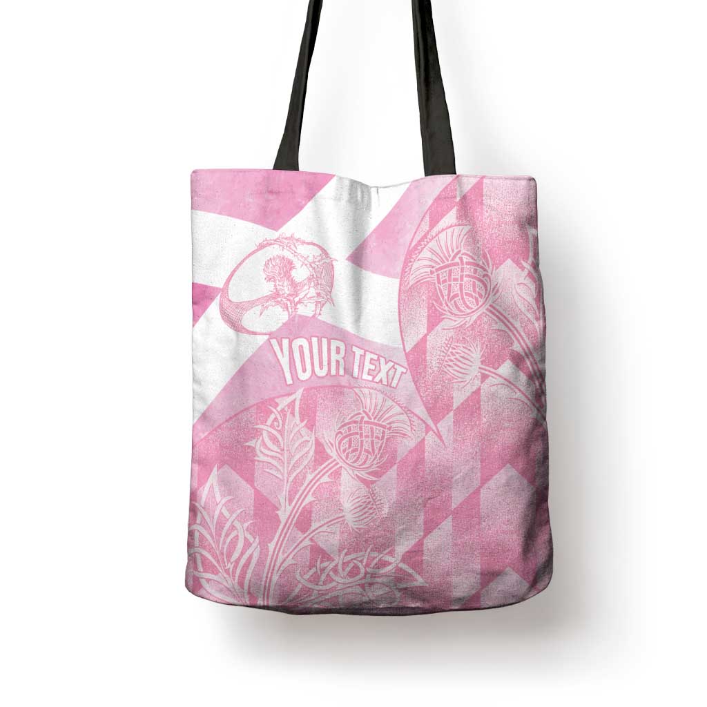 Scotland Rugby Custom Tote Bag Go Scottish Thistle Pink Version - Wonder Print Shop