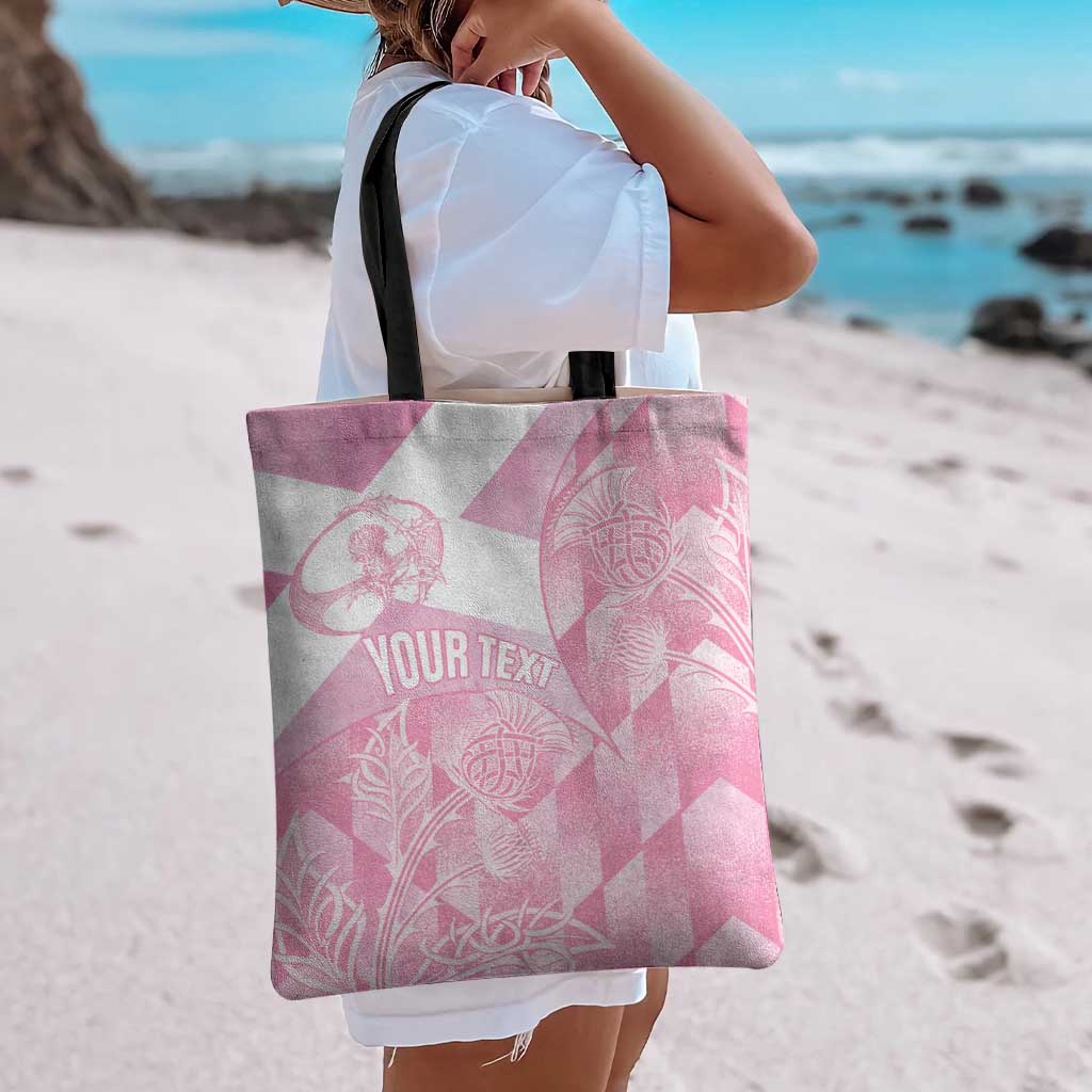Scotland Rugby Custom Tote Bag Go Scottish Thistle Pink Version - Wonder Print Shop
