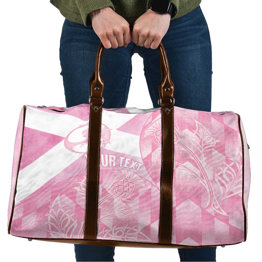 Scotland Rugby Custom Travel Bag Go Scottish Thistle Pink Version - Wonder Print Shop