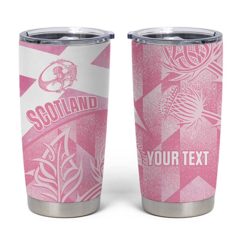 Scotland Rugby Custom Tumbler Cup Go Scottish Thistle Pink Version - Wonder Print Shop
