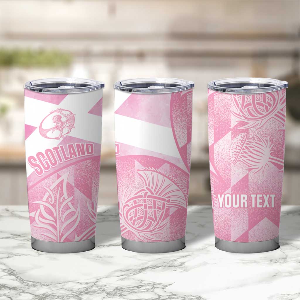 Scotland Rugby Custom Tumbler Cup Go Scottish Thistle Pink Version - Wonder Print Shop