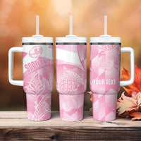 Scotland Rugby Custom Tumbler With Handle Go Scottish Thistle Pink Version - Wonder Print Shop