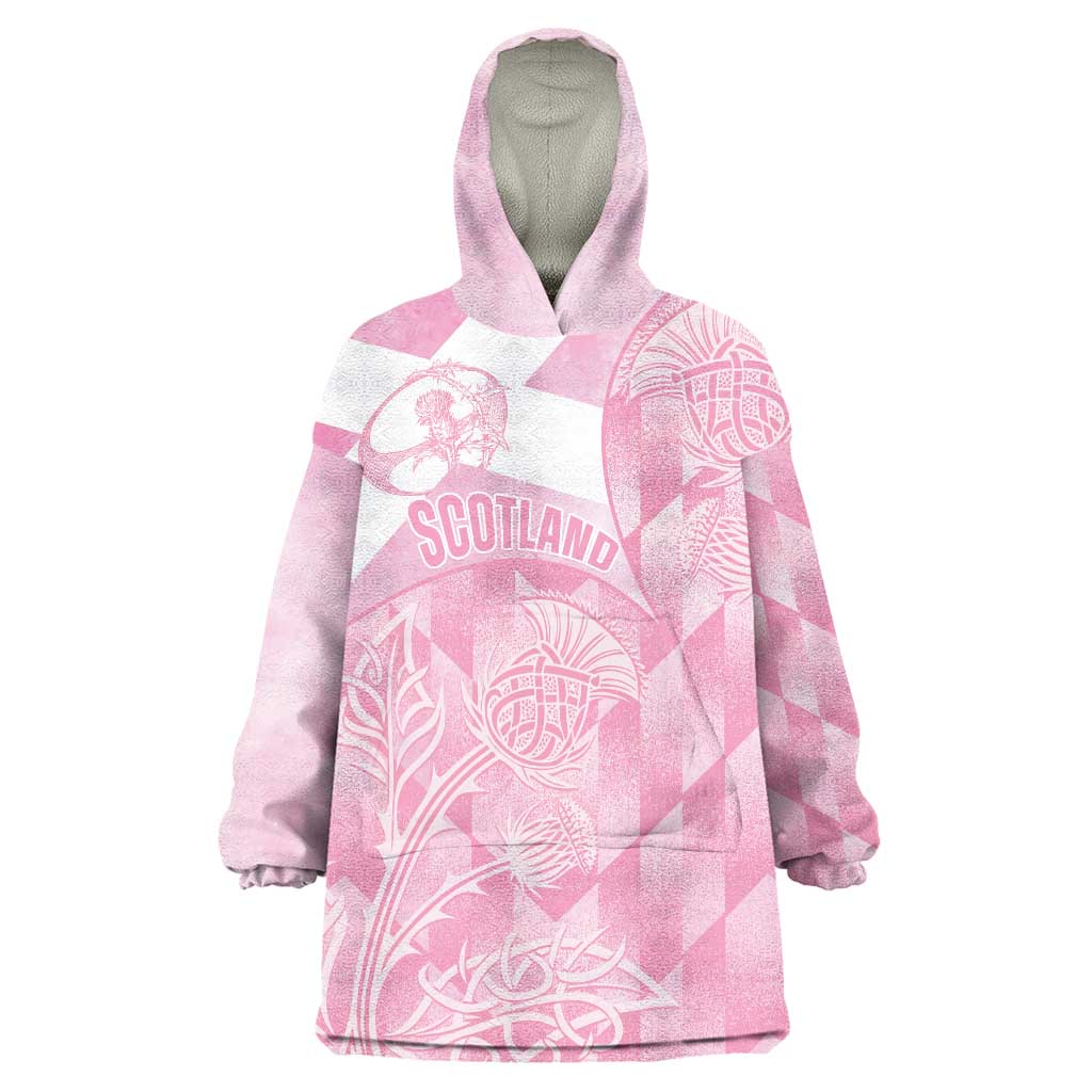 Scotland Rugby Custom Wearable Blanket Hoodie Go Scottish Thistle Pink Version - Wonder Print Shop