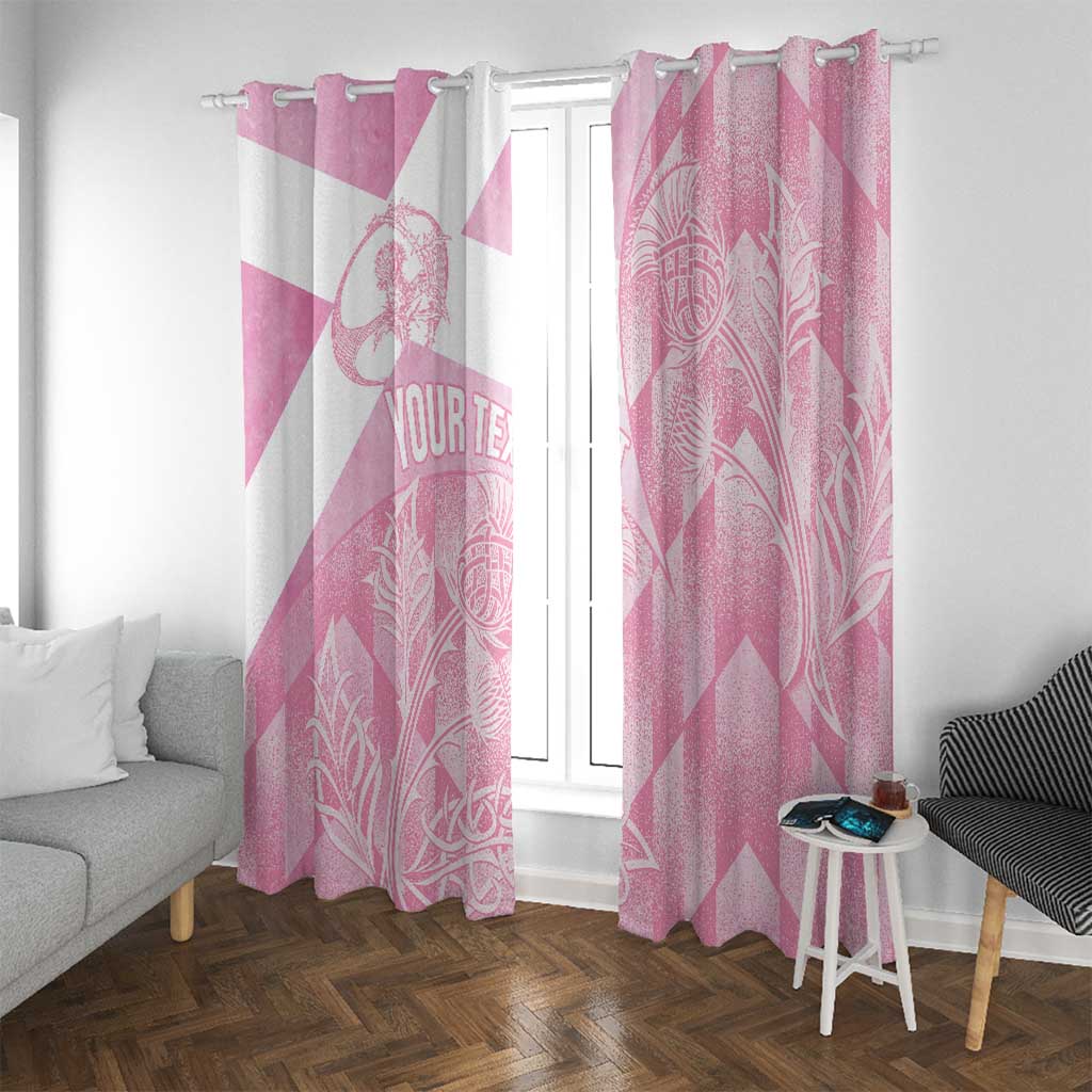 Scotland Rugby Custom Window Curtain Go Scottish Thistle Pink Version - Wonder Print Shop