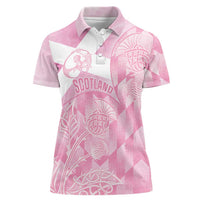 Scotland Rugby Custom Women Polo Shirt Go Scottish Thistle Pink Version - Wonder Print Shop