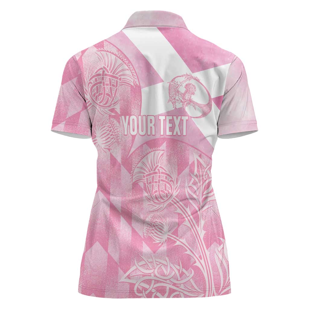 Scotland Rugby Custom Women Polo Shirt Go Scottish Thistle Pink Version - Wonder Print Shop