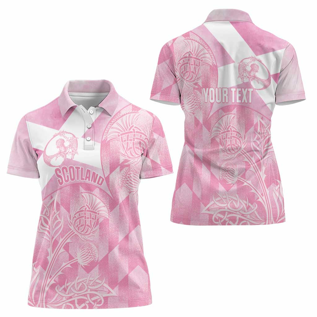 Scotland Rugby Custom Women Polo Shirt Go Scottish Thistle Pink Version - Wonder Print Shop