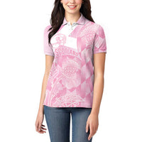 Scotland Rugby Custom Women Polo Shirt Go Scottish Thistle Pink Version - Wonder Print Shop