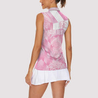 Scotland Rugby Custom Women Sleeveless Polo Shirt Go Scottish Thistle Pink Version - Wonder Print Shop