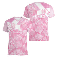 Scotland Rugby Custom Women V-Neck T-Shirt Go Scottish Thistle Pink Version - Wonder Print Shop