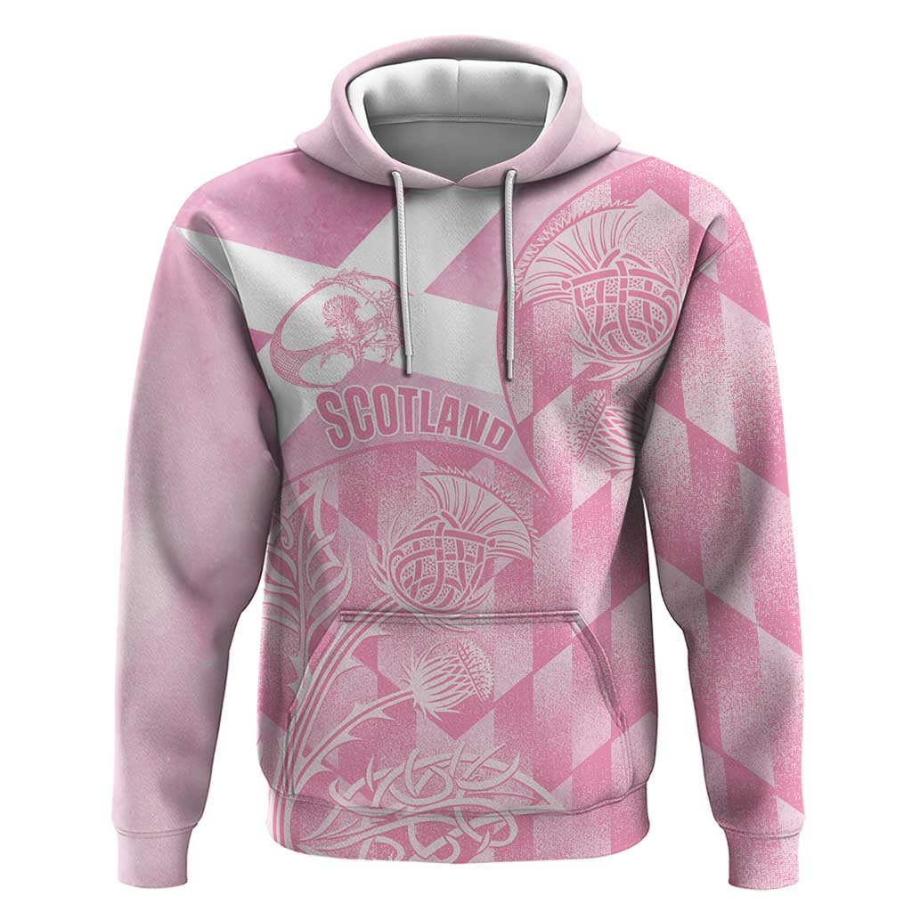 Scotland Rugby Custom Zip Hoodie Go Scottish Thistle Pink Version - Wonder Print Shop