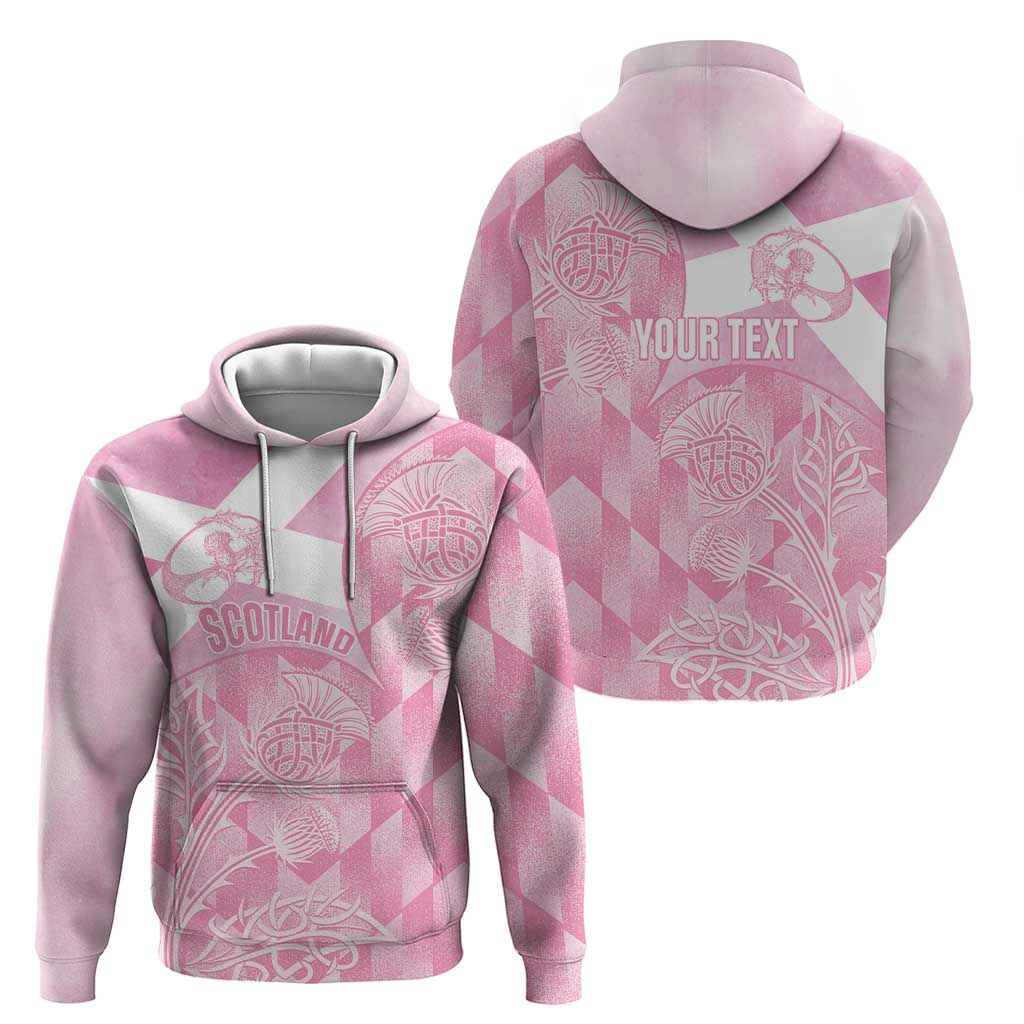 Scotland Rugby Custom Zip Hoodie Go Scottish Thistle Pink Version - Wonder Print Shop
