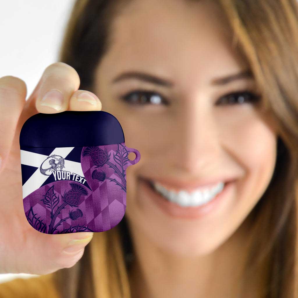 Scotland Rugby Custom AirPods Case Go Scottish Thistle Purple Version - Wonder Print Shop