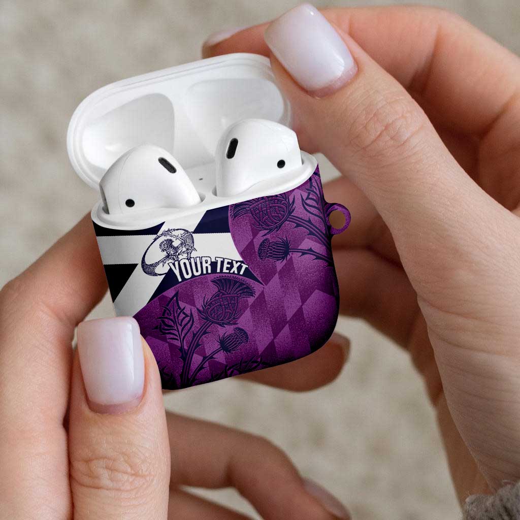 Scotland Rugby Custom AirPods Case Go Scottish Thistle Purple Version - Wonder Print Shop