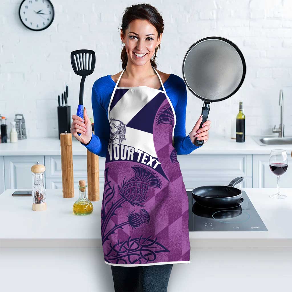 Scotland Rugby Custom Apron Go Scottish Thistle Purple Version - Wonder Print Shop