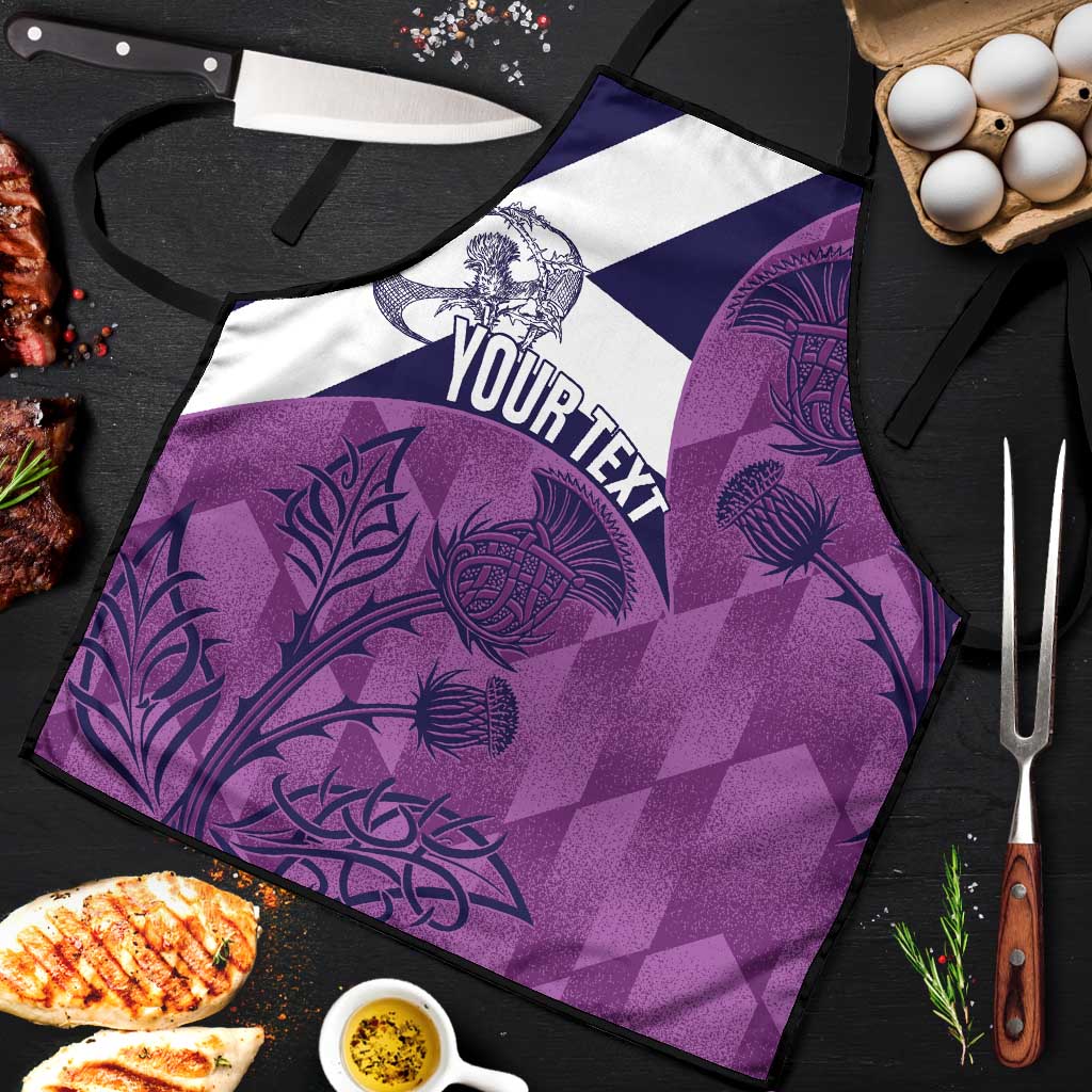Scotland Rugby Custom Apron Go Scottish Thistle Purple Version - Wonder Print Shop