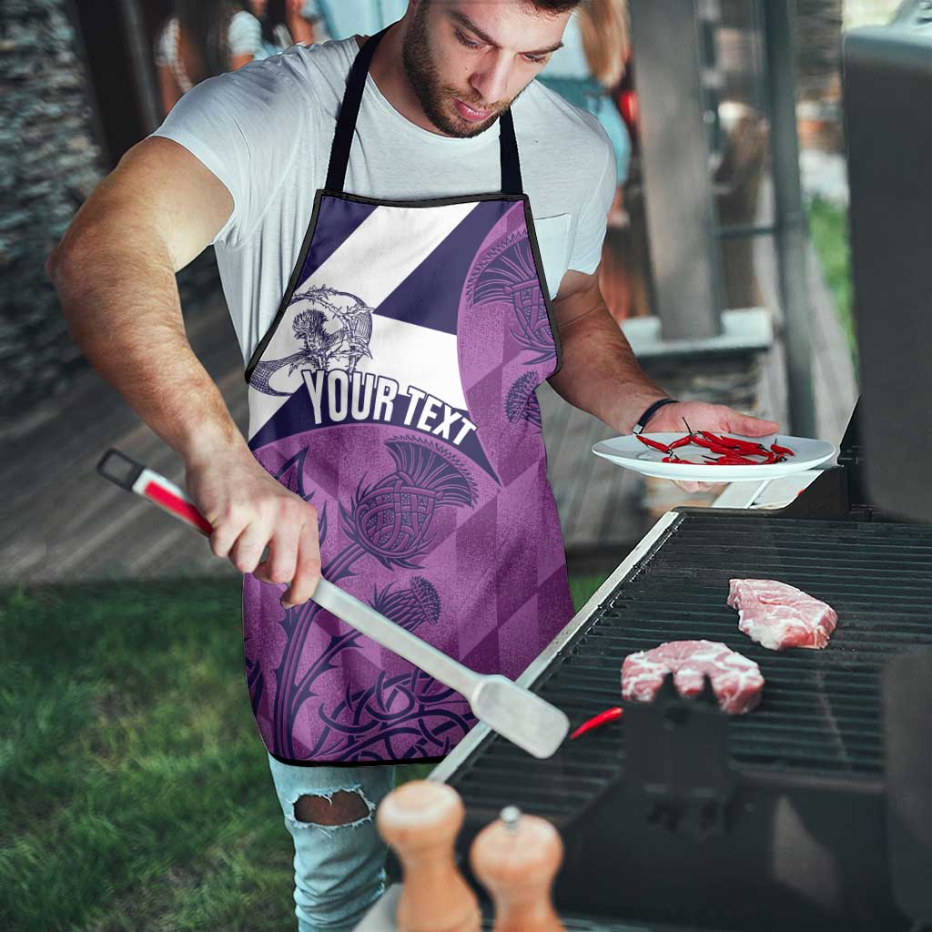Scotland Rugby Custom Apron Go Scottish Thistle Purple Version - Wonder Print Shop