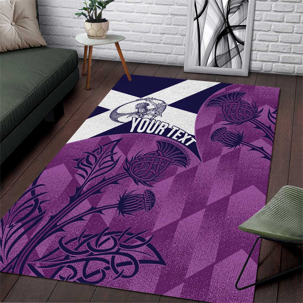 Scotland Rugby Custom Area Rug Go Scottish Thistle Purple Version - Wonder Print Shop